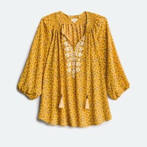 Vibrant Yellow and Blue Blouse Top